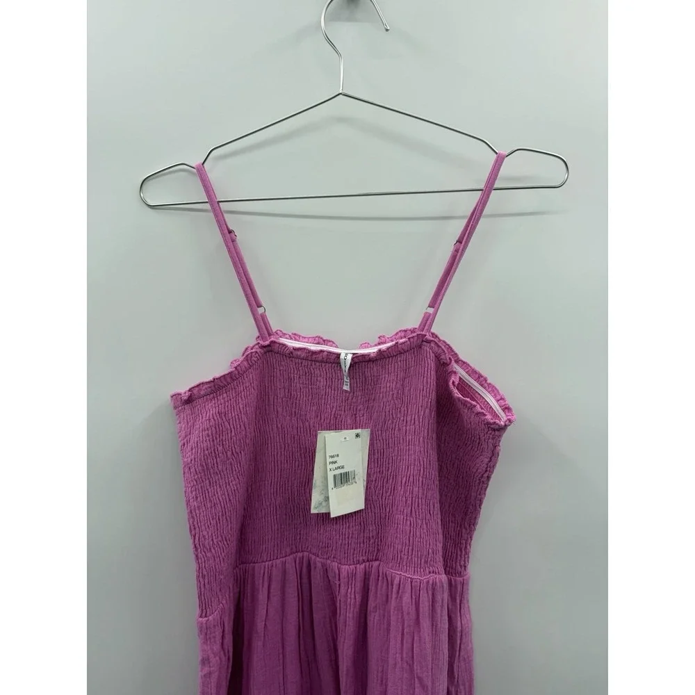 Raviya Womens XL Smocked Cotton Maxi Dress Swimsuit Cover Up in‎ Cove Pink 184